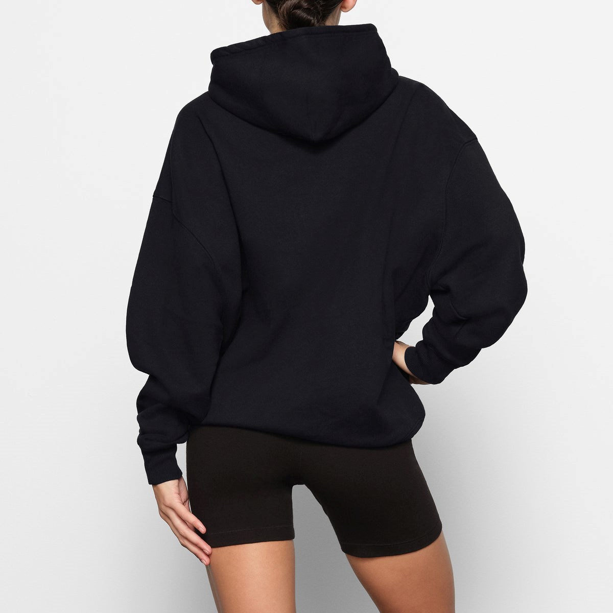 SKIMS Boyfriend Fleece Hoodie Onyx | 673CAHILW