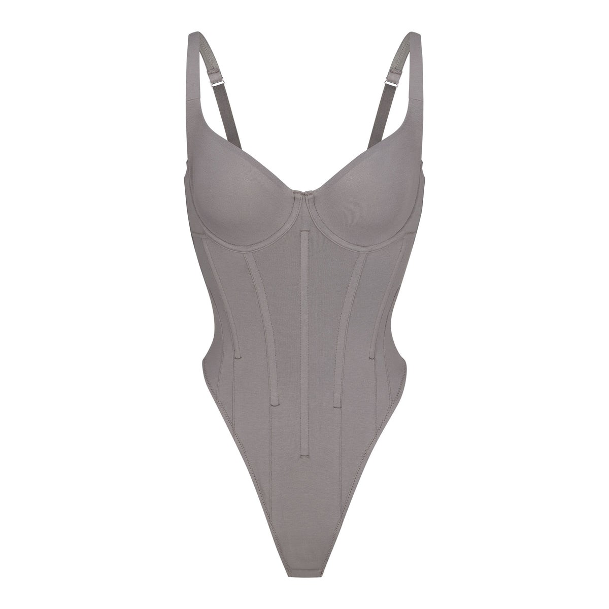 SKIMS Coton Corset Unlined Bodysuit Charcoal | 783GSMVZY