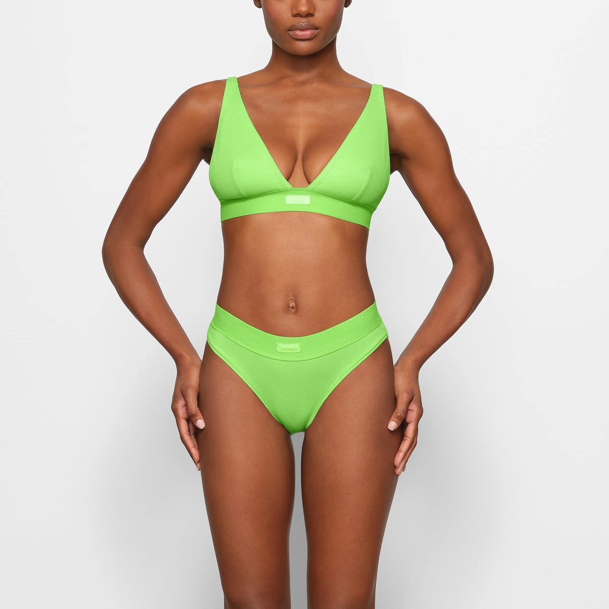 SKIMS Coton Plunge Bralette Vert | 795NZYJLO