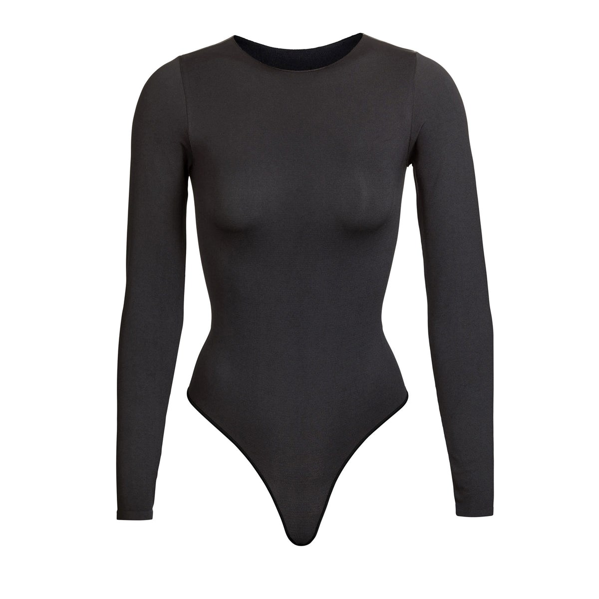 SKIMS Essential Crew Neck Long Sleeve Bodysuit Onyx | 807PCIGMX