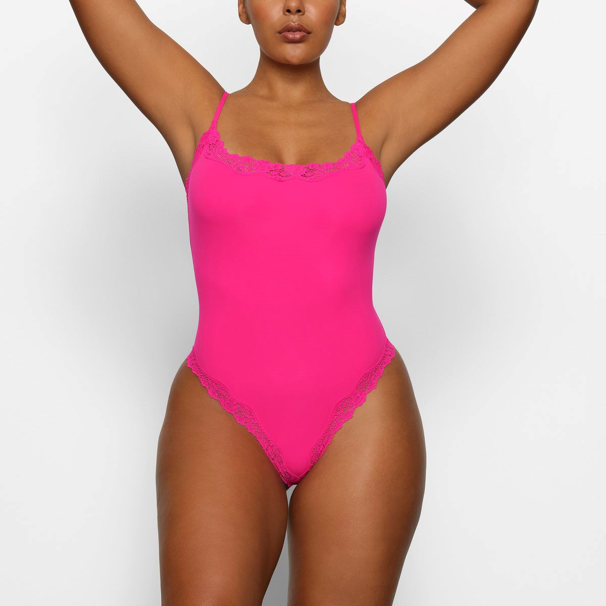 SKIMS Fits Everybody Dentelle Cami Bodysuit Rose | 924LZQAWR