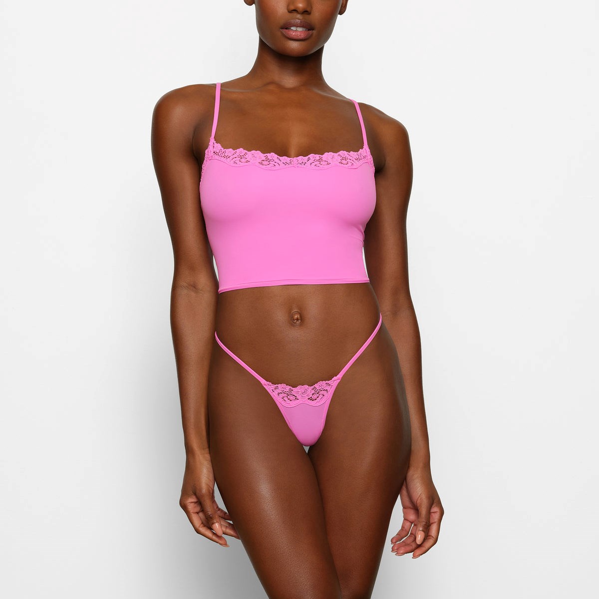 SKIMS Fits Everybody Dentelle Cami Neon Orchid | 653YQSHKL