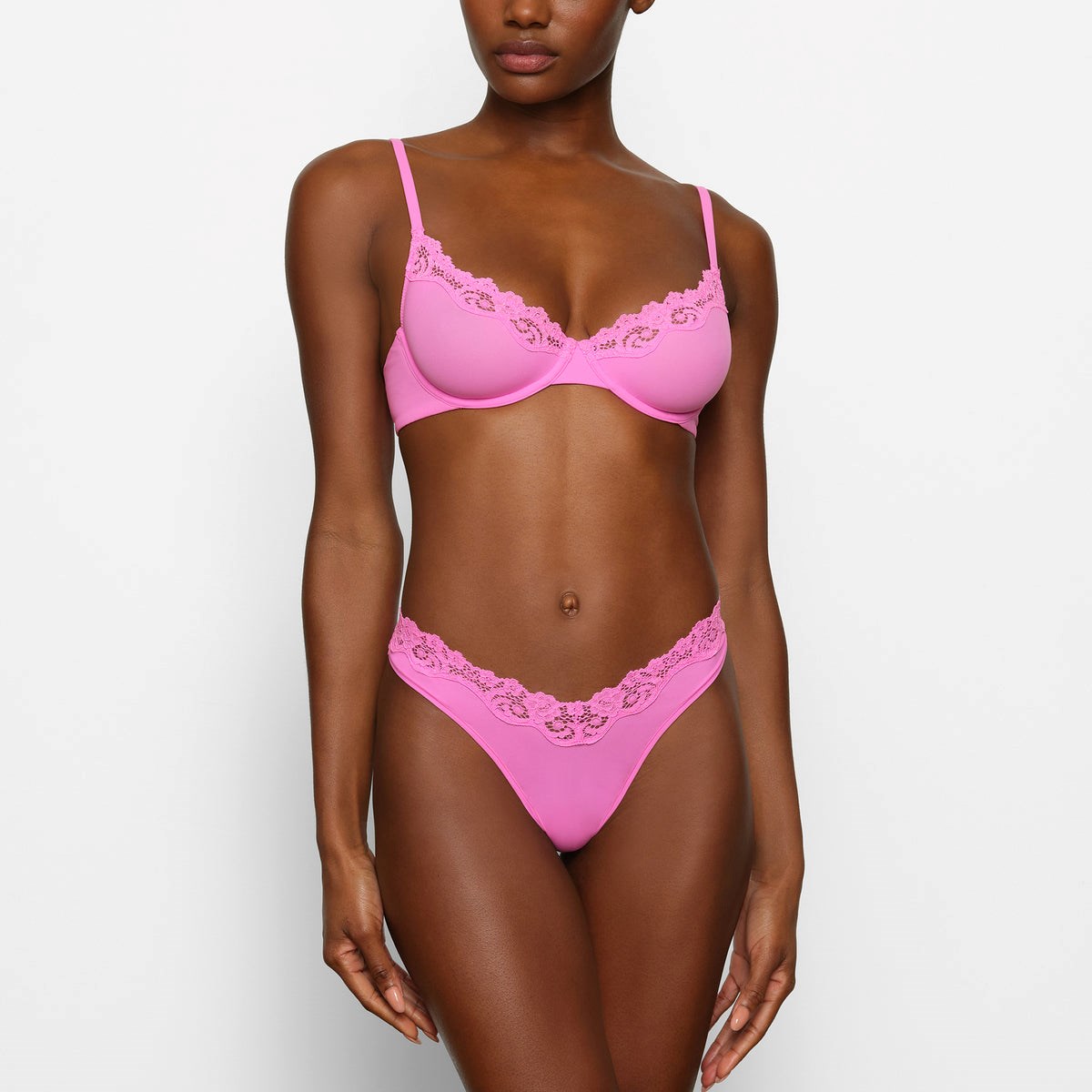 SKIMS Fits Everybody Dentelle Underwire Bra Neon Orchid | 207GPYAQR