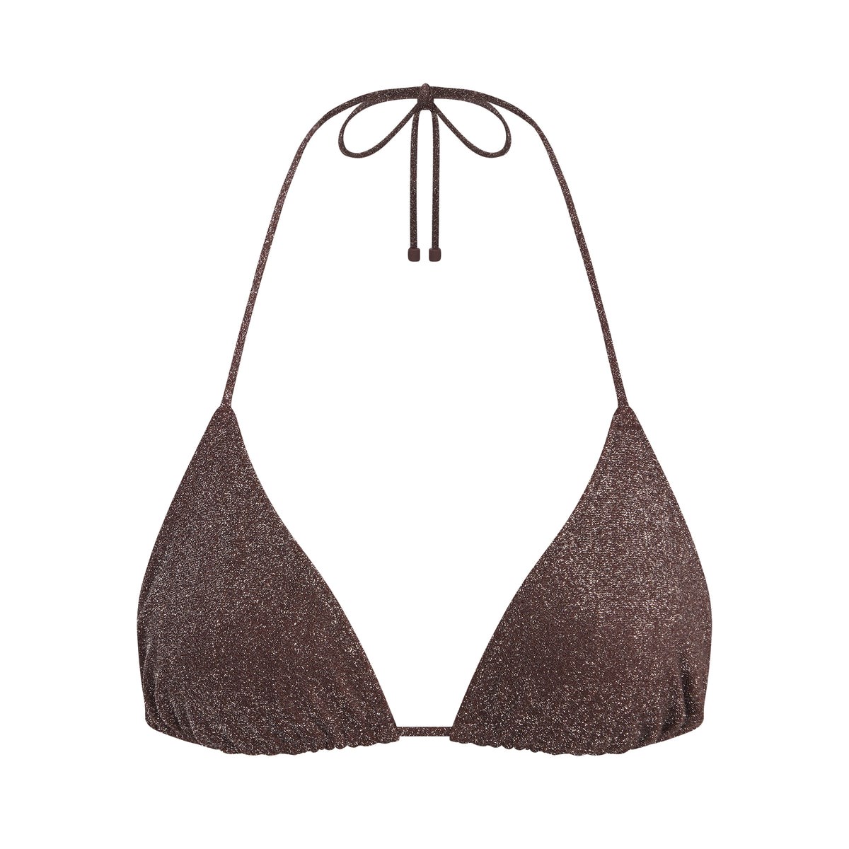 SKIMS Glitter Swim Triangle Tie Bikini Top Cocoa | 362GFECHR