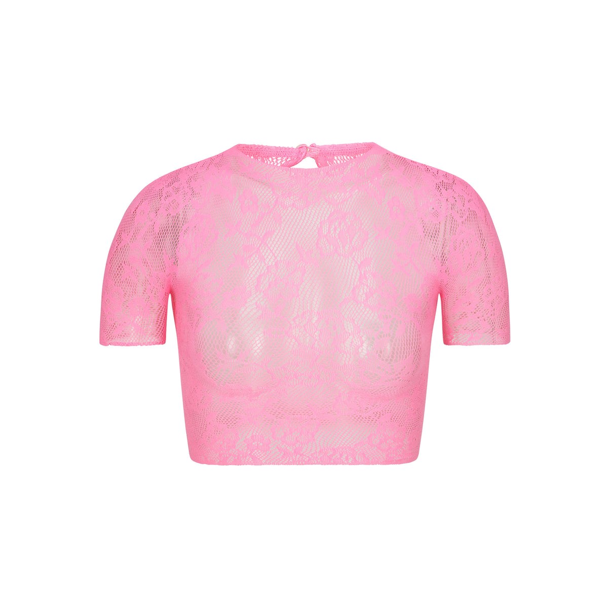 SKIMS Knit Dentelle Cropped T-shirt Azalea | 394ALUFZO