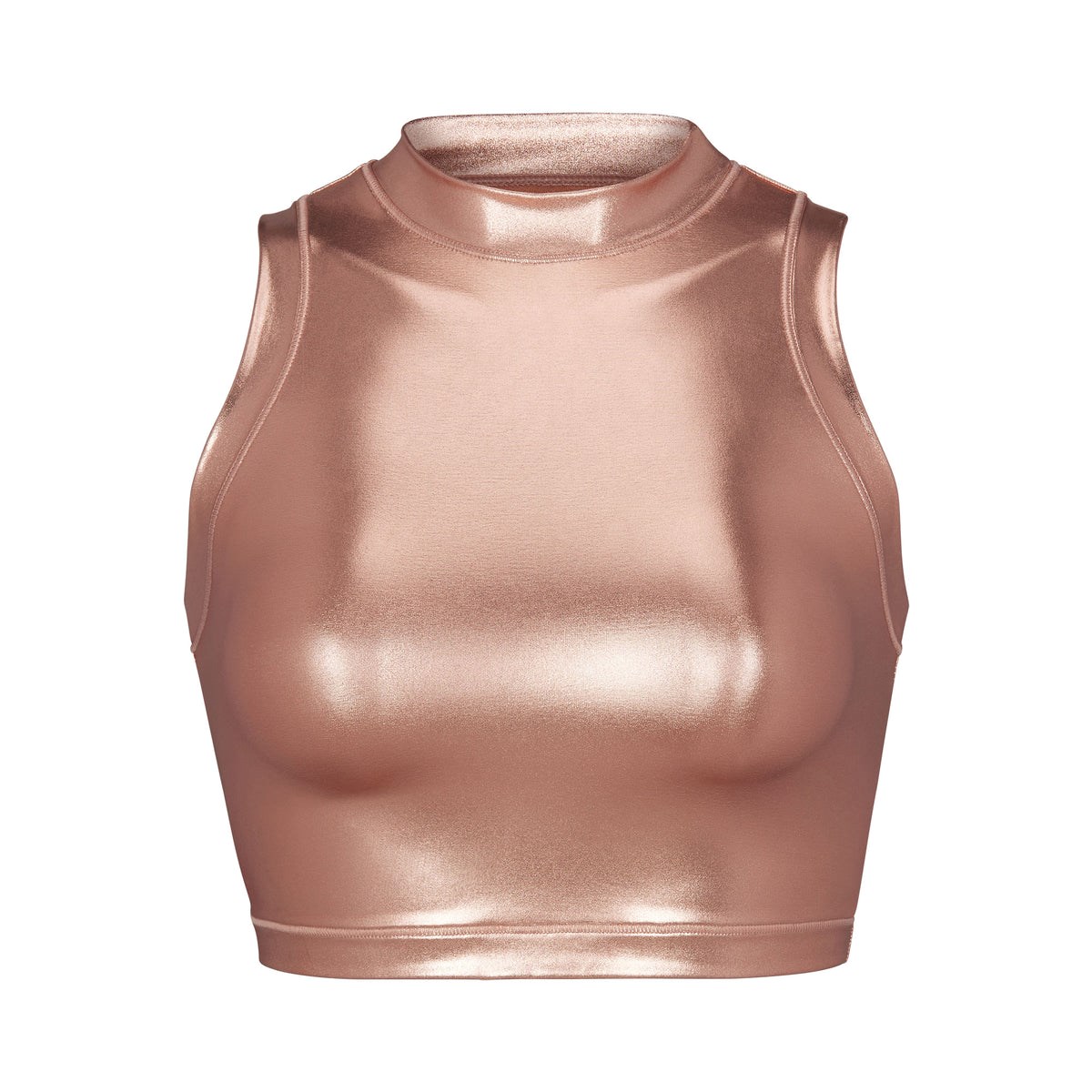 SKIMS Metallic Swim Mock Neck Tank Champagne | 472VAXPYC