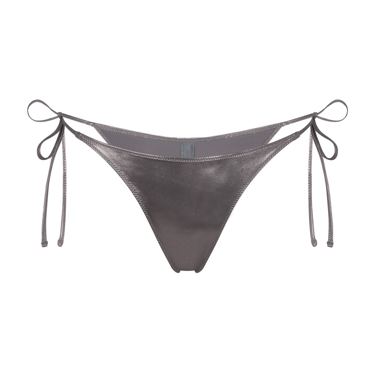 SKIMS Metallic Swim Skimpy Tie Bottom Carbon | 276OALCHK