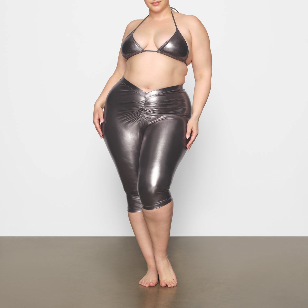 SKIMS Metallic Swim V-waist Pant Carbon | 623TYEWNF