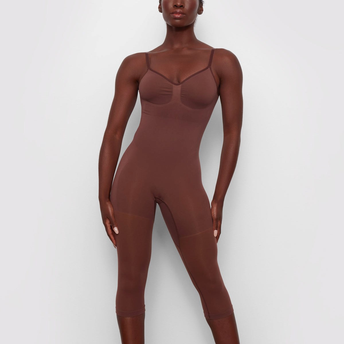 SKIMS Seamless Sculpt Low Back Bodysuit With Hosiery Leg Cocoa | 281TWOHDI