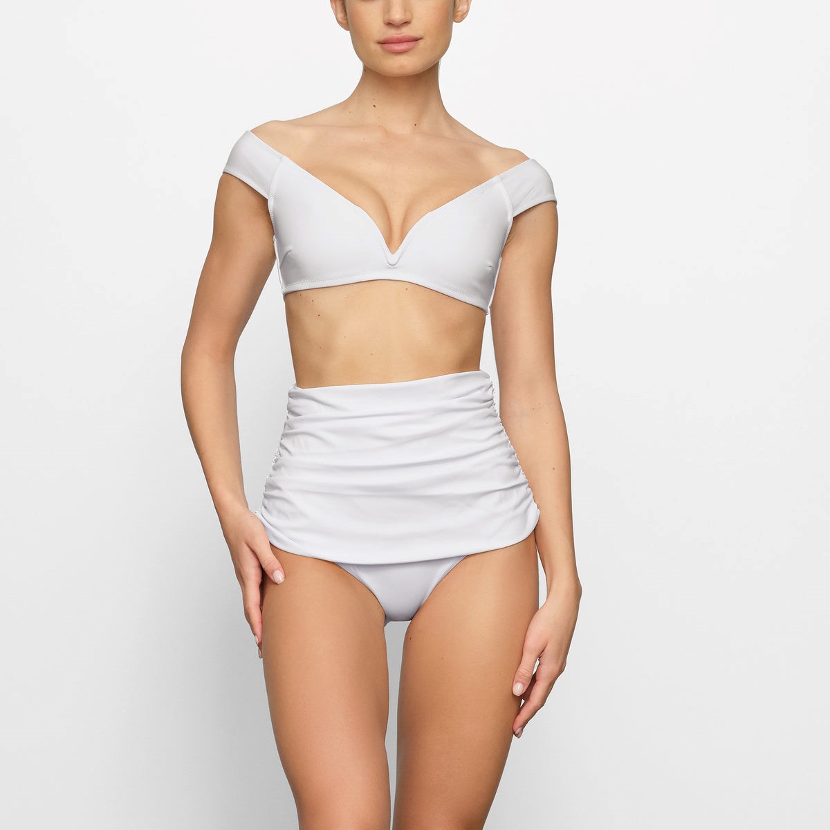 SKIMS Shaping Swim Ruched High-waisted Bottom Marble | 289NXHSYL