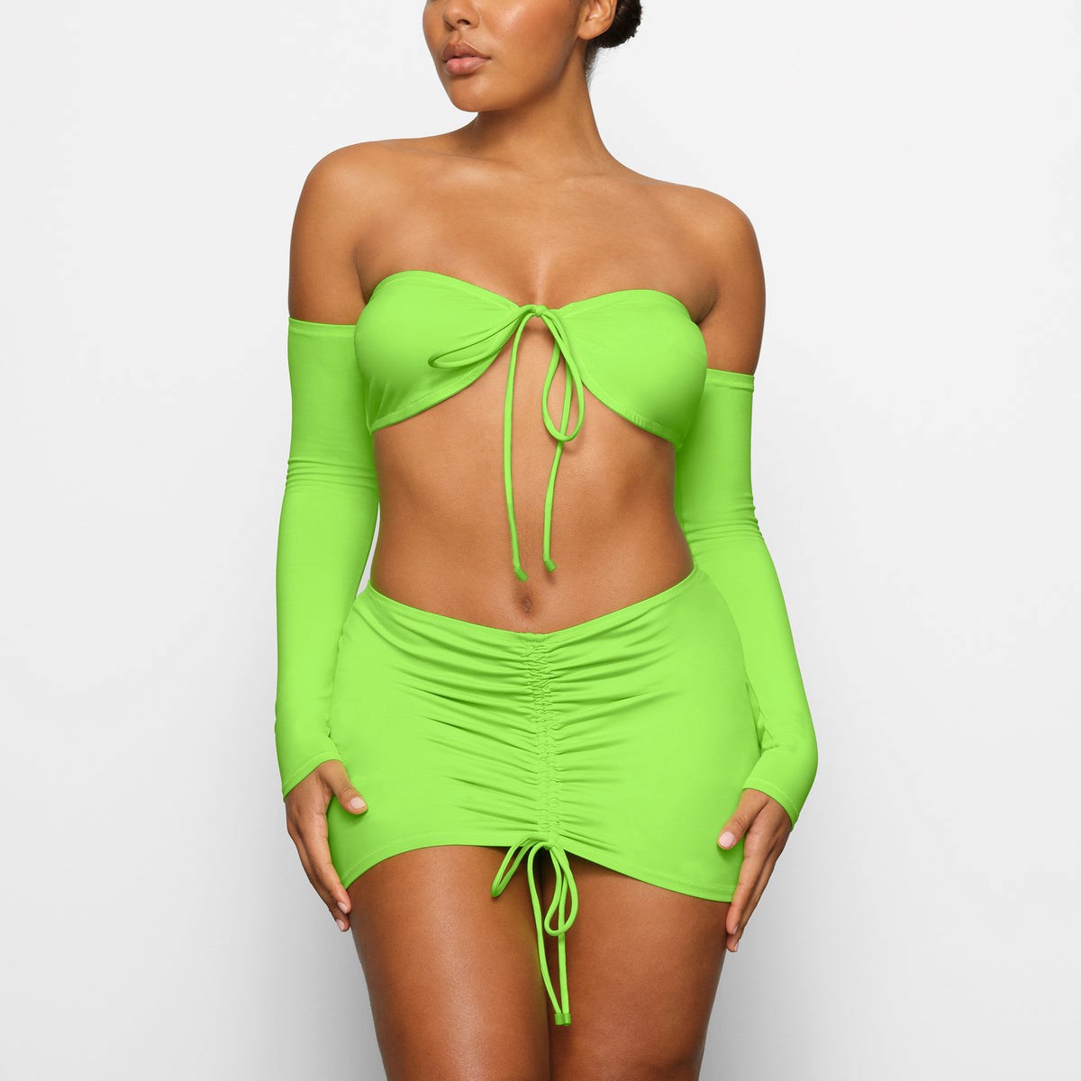 SKIMS Swim Ruched Mini Skirt Vert | 167NTMFHY