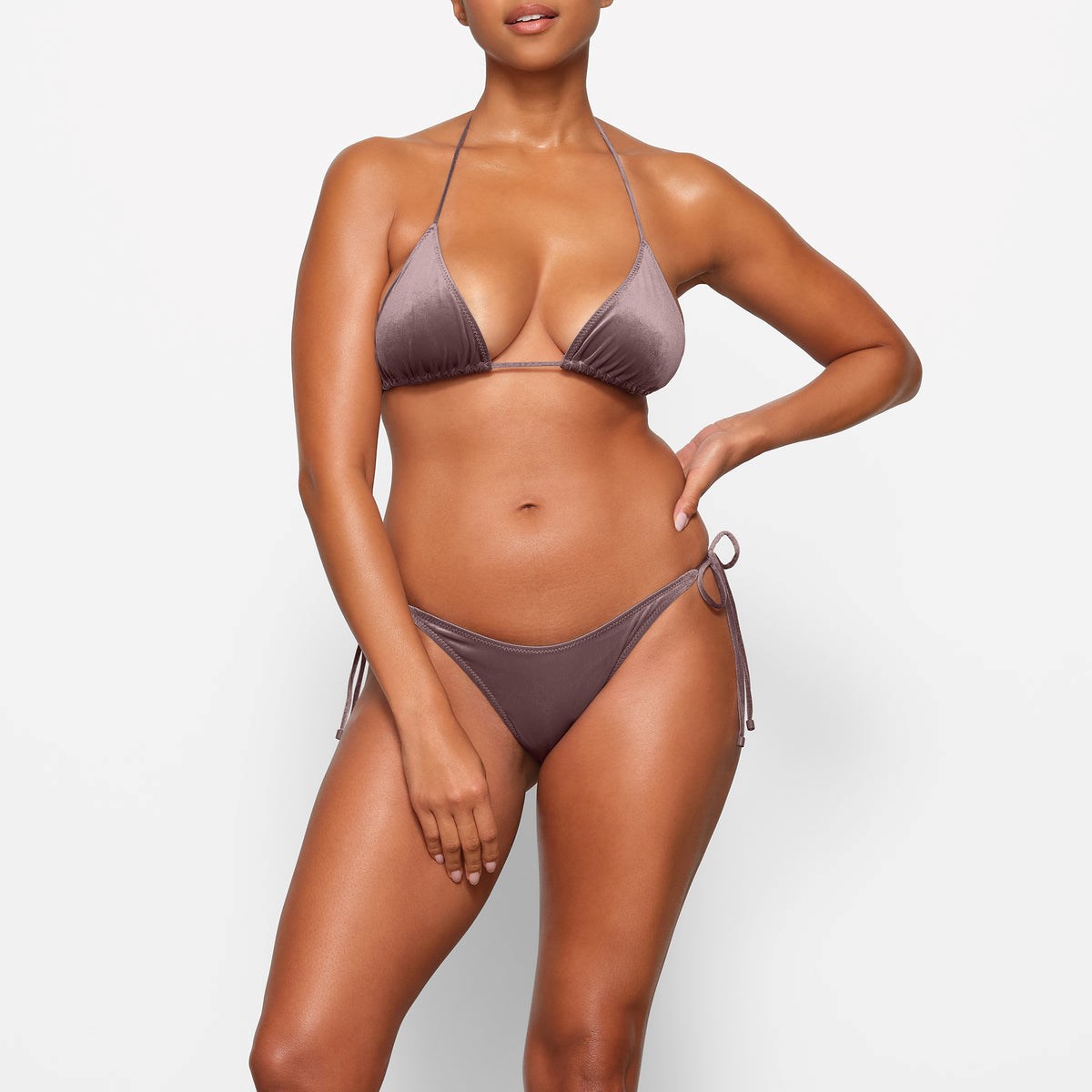 SKIMS Velvet Triangle Bikini Top Umber | 875ICJWMG