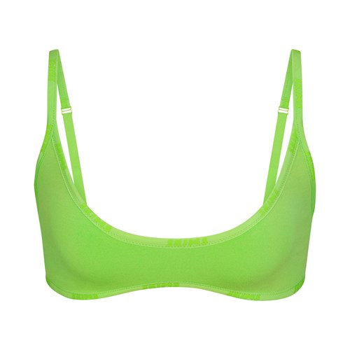 SKIMS Coton Logo Scoop Neck Bralette Vert | 251DUSFYZ