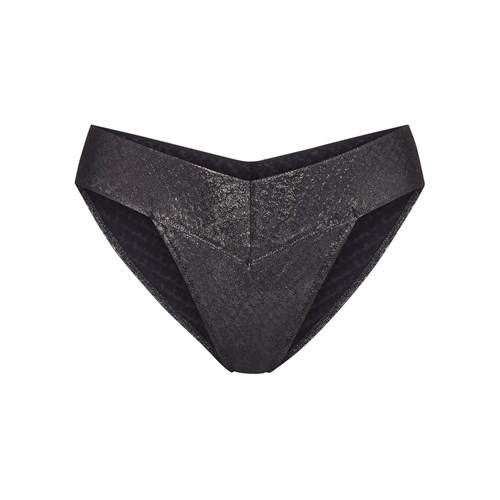 SKIMS Logo Mesh Foil Cheeky Bikini Onyx | 392JANFDC