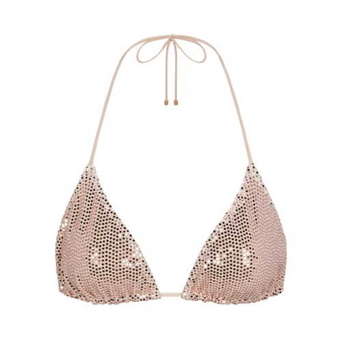 SKIMS Sequin Triangle Bikini Top Clay | 295PCDMGY