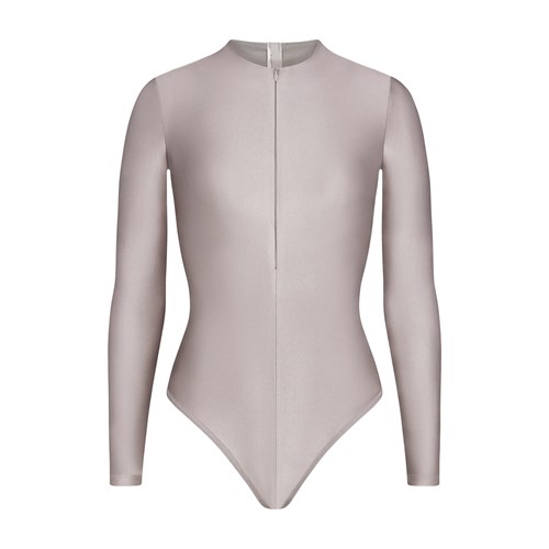 SKIMS Skims Disco Long Sleeve Bodysuit Argent | 790TWOZYU